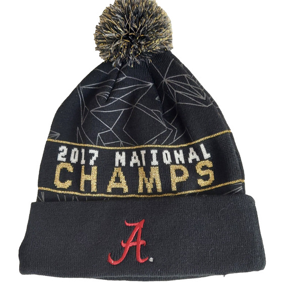 NIKE Alabama Mens Hat Beanie Football 2017 National Champs Crimson Tide Knit Cap - Picture 1 of 6